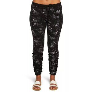 Women's Chaser Black Mystical Star Print Bliss Knit Shirred Jogger Pants Small S